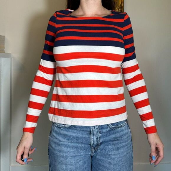 Boden Red White Blue Longsleeve Top Size 4 - Picture 1 of 6